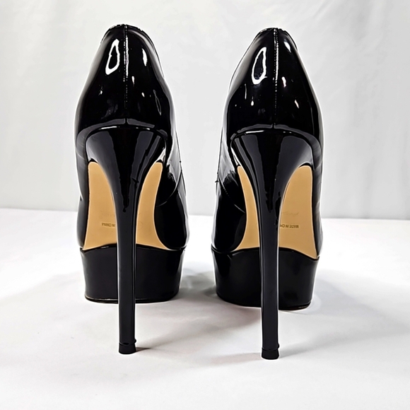 Anne Michelle Black Patent Leather Platform Heels Size 8.5 - Picture 5 of 7